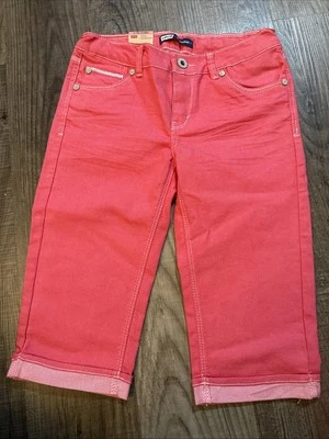 Nuevo con etiquetas Levi’s Skimmer Rosa Denim Niñas Talla 12 Regular Capris Bolsillos Bordados Foto 1 de 4