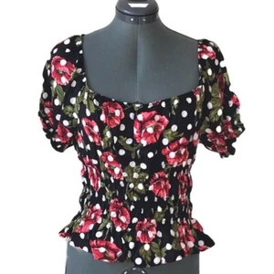 Romeo + Juliet couture Floral Polka Dot Top Size S - Picture 1 of 3