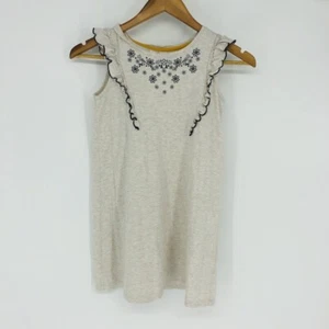 Hanna Andersson Girl Sz 10 Gray Floral Cotton Crew Neck Sleeveless Tank Dress - Picture 1 of 7