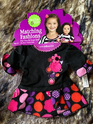 DOLLIE & ME CONJUNTO COMBINANDO MENINAS E BONECAS TOP E SAIA SERVE PARA BONECA 18" TAMANHO 4 NOVO COM ETIQUETAS - Imagem 1 de 4