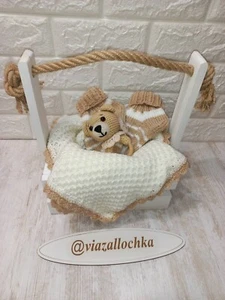 Baby blanket, baby blanket with rattle, gift set, rattle, set for babies - Picture 1 of 7