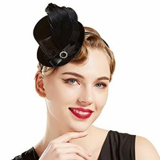 Coucoland - Mini cappello da donna, stile vintage, con piume, accessorio per
