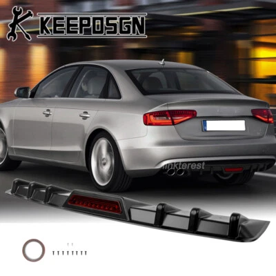 For Audi A4 S4 RS4 Rear Bumper Diffuser Splitter Reflective Strip Tail Light BK - Изображение 1 из 4