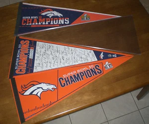 3 DIFFERENT 2016 DENVER BRONCOS SUPER BOWL 50 CHAMPIONS PENNANTS - NEW - Picture 1 of 1