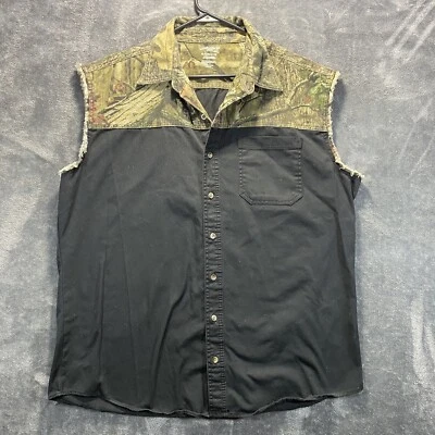 Mossy Oak Infinity Breakup Men's Size XL Sleeveless Shirt Black and Camo - Image 1 of 4
