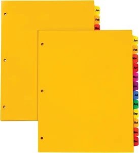 "Colorful Oxford Monthly Tab Dividers, Letter Size, 2 Pack" - Picture 1 of 7