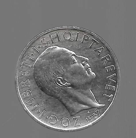 1935 Albania. 1 FR.AR. Silver coin 5 gr Rare.  See the Picture.   BA9 Cover