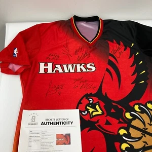 Dikembe Mutombo Multi Signed 1996 Atlanta Hawks Game Shooting Shirt Beckett - Picture 1 of 13