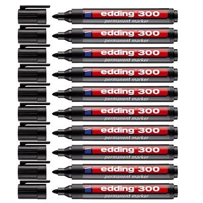 10 x Edding 300 Permanentmarker Filzstift nachfüllbar 1,5-3mm Rundspitze schwarz - Bild 1 von 4