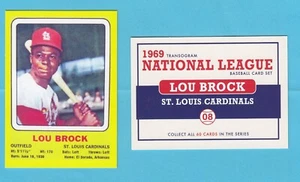 2022 - 1969 Transogram Art Card # 8 Lou Brock -- St Louis Cardinals - Picture 1 of 1