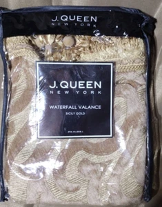 J. QUEEN New York Waterfall Valance Sicily Gold 49". X 33 "Beads & Tassels, NIP - Picture 1 of 5
