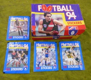 #TT. 4 DIFFERENT UNOPENED 1994 SELECT AFL STICKER PACKS & COUNTER DISPLAY BOX - Picture 1 of 4