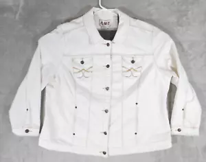 Chaqueta de mezclilla AMX para mujer 2X mangas largas abotonada blanca occidental denim informal - Imagen 1 de 12