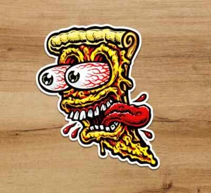 Calcomanía holográfica premium de 3 pulgadas Rat Fink Hot Rod Pizza pegatina ventana de coche - Imagen 1 de 5