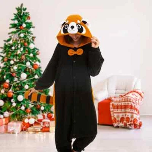 Red Panda Costume Adult Unisex Pajama Christmas Cosplay One-piece Sleepwears - Picture 1 of 12