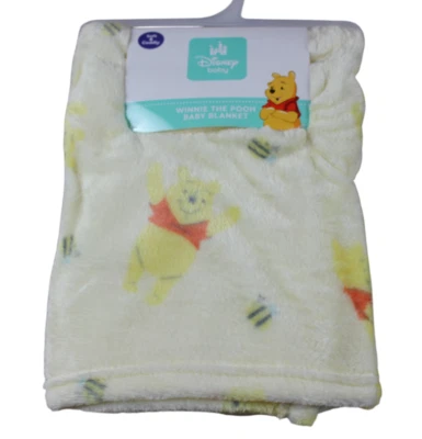 Cobertor Disney Baby Winnie the Pooh lã amarela infantil macio urso fofo novo com etiquetas - Imagem 1 de 4