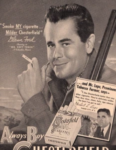 Vintage Chesterfield Zigaretten Glenn Ford Magazin Werbung Rauchen USA 1949 - Bild 1 von 2
