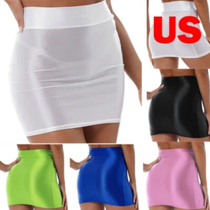 Women See Through High Waist Glossy Mini Skirts Bodycon Pencil Skirt Clubwear - Picture 1 of 115