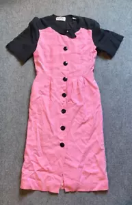 Vintage 50er Jahre Bettie Page Retro Pin Up Kleid rosa schwarz Albert Nipon 4 - Bild 1 von 7