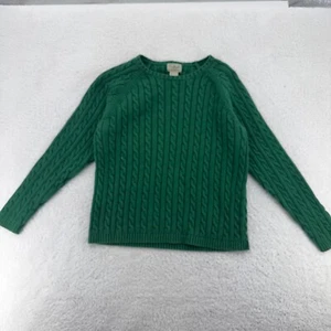 vintage LL BEAN WOMEN'S CABLE-KNIT SWEATER Fits Like SMALL kelly green cotton - Picture 1 of 6