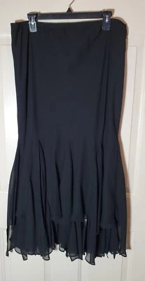 JBS черный Flowy Peasent стиль юбка эластичный пояс Sz.16 - Изображение 1 из 4