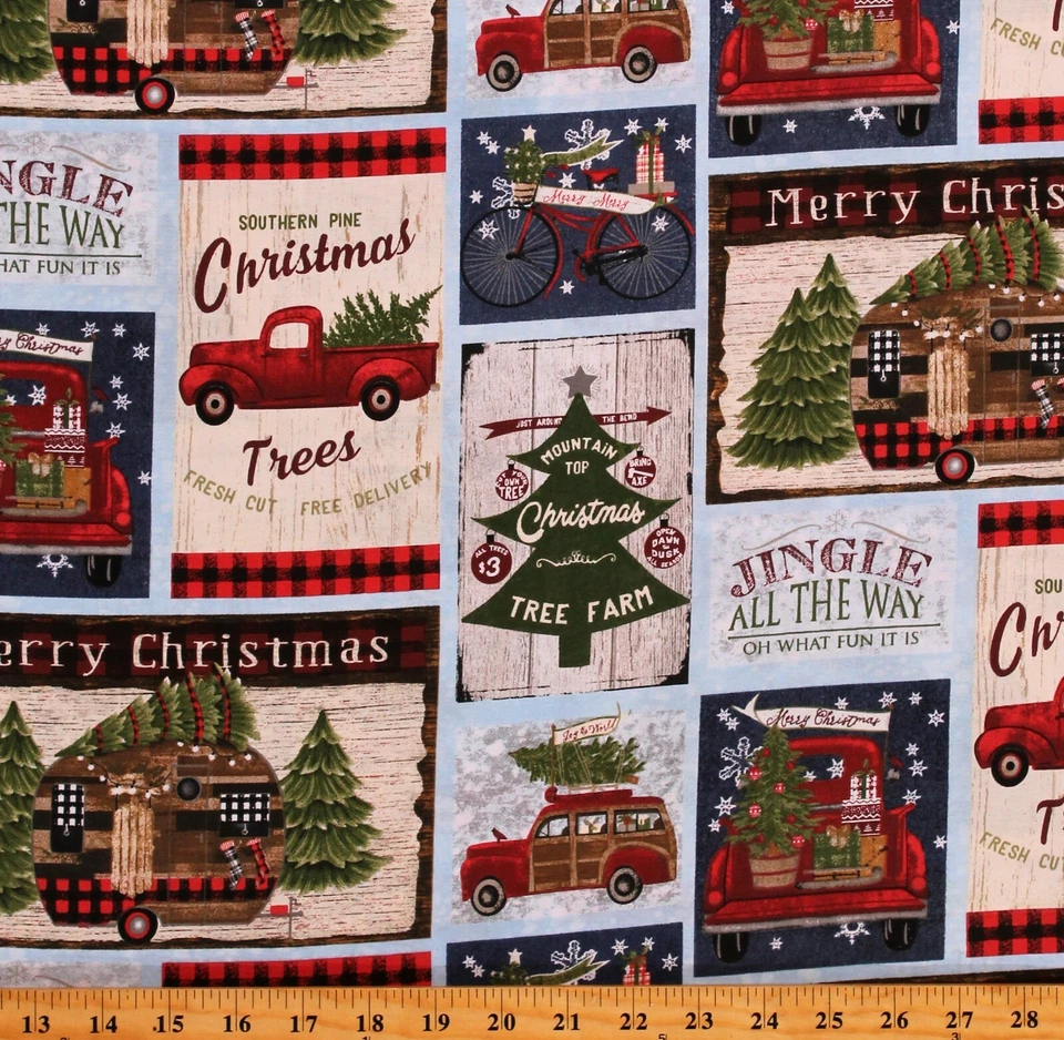 Хлопковая ткань с принтом рождественские елки в ярдах D504.61 - Изображение 1 из 1