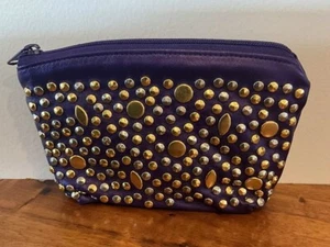 A Rare Studs 90’s Jenny Tee Leather Purple Small Zip Bag Pouch Super Sweet! - Picture 1 of 5