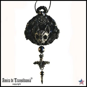 Dark Gothic Jewelry Punk Talisman Necklace Amulet Pendant Bat Skull Vampire Goth - Picture 1 of 24