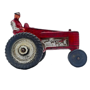 Arcor Safe Play Toy Farm Tractor Red Rubber Auburn Indiana Farmer 4.5" Made USA