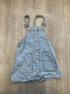 Zara Overall Dress Girl Size 5 Snap Button Down Sleeveless Wash Blue Jean - Picture 1 of 3
