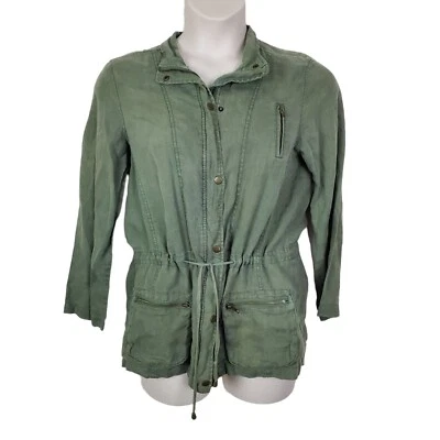 Chaquetas Artisan NY para mujer mediana verde lino manga larga cremallera completa Foto 1 de 4