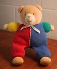 Vintage Eden Primary Colors Thermal Waffle Weave Teddy Bear Stuffed Plush 11.5”