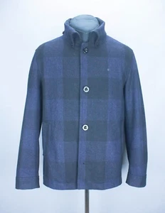 Lacoste Mens Tweed Short Coat Check Navy/Black Size 52 Wool Blend Jacket - Picture 1 of 17