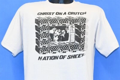 Camiseta De Colección Años 90 CHRIST ON A CRUTCH NATION OF SHEEP HARDCORE PUNK CRIME PAYS L Foto 1 de 4