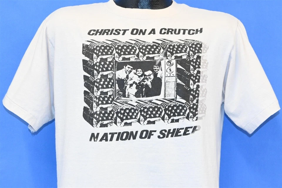 Camiseta De Colección Años 90 CHRIST ON A CRUTCH NATION OF SHEEP HARDCORE PUNK CRIME PAYS L Foto 1 de 4
