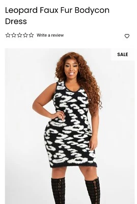 Vestido ceñido al cuerpo de leopardo de piel sintética Ashley Stewart para mujer talla 18/20 negro/blanco NUEVO Foto 1 de 4