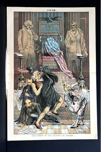 Honor of Country in Peril GOULD 1884 SOUL of DEMOCRACY WASHINGTON LINCOLN GHOSTS - Picture 1 of 10