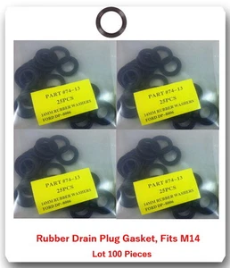 DP7413 Lot of 100 RUBBER OIL DRAIN PLUG CRUSH WASHERS GASKETS 14mm - Picture 1 of 1