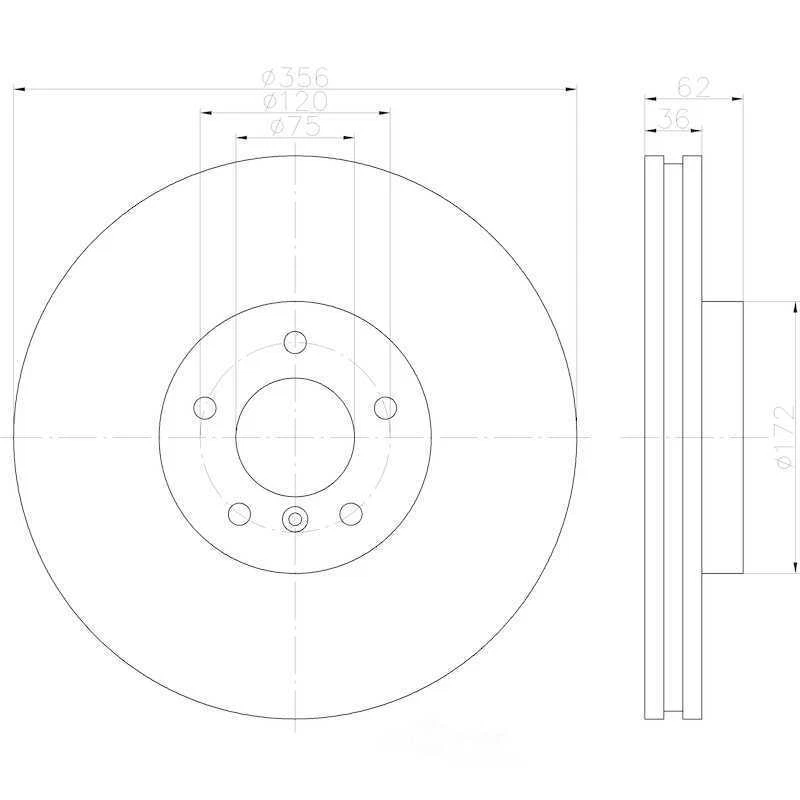 Rotor de freno de disco-4.8is Hella-PAGID 355122812 se adapta a 04-05 BMW X5 Foto 1 de 1