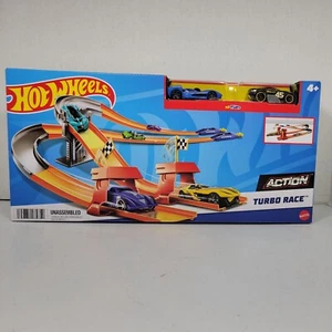 Hot Wheels Turbo Race Set mit 2 Autos 2 Launchers Mattel Neu - Bild 1 von 8