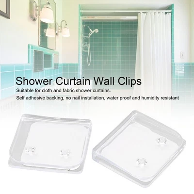 Transparent Shower Curtain Clips Windproof Self Adhesive Water Proof Anti SlipNo - Image 1 of 4
