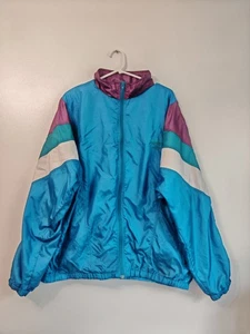 Giacca a vento Adidas Track Jacket 3XL Teal Trefoil Festival Rave vintage anni 90 - Foto 1 di 8