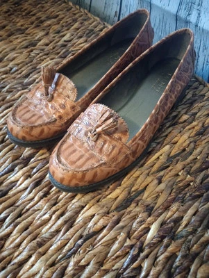 Talbots Laura Tassel Brown Croc Embossed Driving Moccasins Loafer  Women's 7.5B - Image 1 of 4