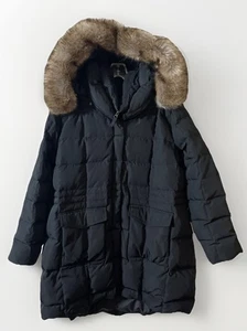 Eddie Bauer Black Quilted Down Filled Faux Fur Trim Jacket Parka Women’s 2XL - Picture 1 of 13