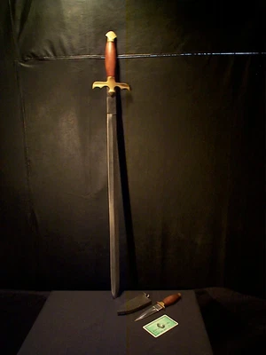 Juego de espada/daga de latón/madera utilería de exhibición cosplay SCA Larp decoración Foto 1 de 4