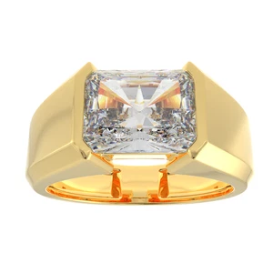 Men's Emerald Cut Moissanite Ring Solid 925 Silver Stackable Ring For Father Day - Picture 1 of 4