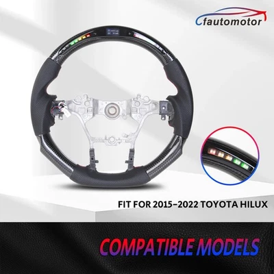 Real Carbon Fiber LED Steering Wheel For 2015-2022 Toyota Hilux Fortuner Hiace - Image 1 of 4