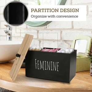 Laundry Pod Container with Lid Black Wood Organizer for Pods and Small Items - Picture 1 of 7