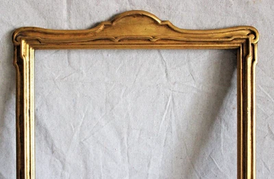 ANTIQUE ARTS CRAFTS FITS 10 X 13 PICTURE FRAME WOOD ORNATE GOLD VERTICAL NOUVEAU - Image 1 of 4
