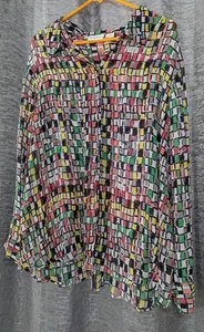 Liz Claiborne Multi Color Long Sleeve Button Down Blouse Women’s Plus Size 1X - Picture 1 of 5